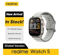 Version mondiale realme montre 5 1.97 "600nits AMOLED 460mAh autonomie de 14 jours plus de 300 thèmes prise en charge GPS GNSS IP68 étanche Watch 5 Black-Gray