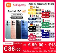 Version mondiale Redmi 15C 6.9 "Display 33W FastCharging 6000mAh 120HZ USB Type-C Enregistrement vidéo 1920x1080px IP64 résistance à la poussière et à l'eau Puissant processeur octa-core 50MP AI Vert