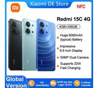 Version mondiale Xiaomi Redmi 15C NFC téléphones intelligents 6.9 pouces MediaTek 1920X1080px téléphone portable double caméra AI 50MP 6000mAh batterie nouveau Bleu clair de lune