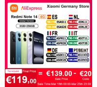Version mondiale Xiaomi Redmi Note 14 4G NFC Smartphone MediaTek Helio G99-Ultra 108MP AI caméra 6.67 "120Hz affichage 5500mAh Midnight Black
