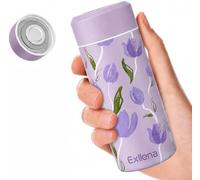 【Version OPTIMISÉE】Exllena Mini Gourde Isotherme 250ml- Petite Bouteille Isotherme Sans BPA & Anti-Fuite Parfaite pour Sac à Main, Idéale pour Voyage et Bureau(Tulipe Pourpre)