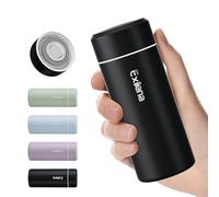 【Version OPTIMISÉE】Exllena Mini Gourde Isotherme 250ml- Petite Bouteille Isotherme Sans BPA & Anti-Fuite Parfaite pour Sac à Main, Idéale pour Voyage et Bureau(Noir)