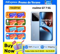 Version UE du smartphone realme GT 7 5G avec processeur Mediatek Dimensity 9400e, écran AMOLED de 6,78 pouces, batterie de 7000 mAh et recharge rapide de 120 W. 12GB 256GB Blue