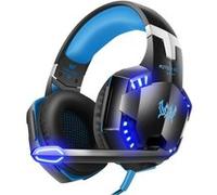 VersionTECH. Casque Gaming Filaire pour PC avec Microphone Anti-Bruit, Son Surround, Contrôleur de Volume, Lumières LED Compatible avec PSAbox One Ordinateur Portable, Nintendo Switch - Bleu