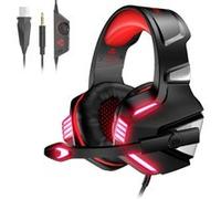 VersionTECH. Casque Gaming pour PSAC Xbox One, Casque Gamer Audio Anti-bruit Filaire Avec Micro et LED Pour Nintendo Switch, Macbook, Ordinateur Portable - Rouge et Noir