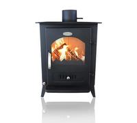 Verso 1 poêle à bois 7,5 kW haute efficacité 80,2 % plaque en acier (pas de fonte) cheminée compacte pour 70-100 m³ respectueux de l'environnement, faible émission, conduit de fumée de 130 mm