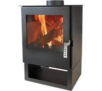 Verso 3 - Poêle à bois 5 kW - 80,2 % d'efficacité élevée - Plaque supérieure compacte en acier (pas de fonte) - Cheminée avec réservoir à bois pour 60 à 80 m³ - Émissions Eco Low Emissions
