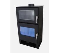 Verso F Poêle à bois avec four en acier inoxydable 9 kW, 81,2 % d'efficacité élevée, cheminée de cuisson et de chauffage, poêle à inox avec thermomètre, plaque en acier (pas de fonte), conduit de