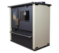 VERSO LTD Poêle de cuisine à bois, Ivoire, 7,7 kW, Chauffe jusqu'à 120 m², 82,2% efficacité, Poêle à bois, Métal, Freestanding, Assemblage requis, 830 x 500 x 860 mm, 26265.28 BTU/hour