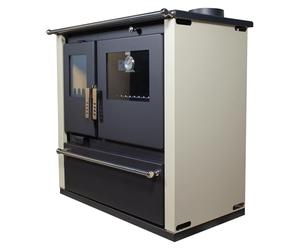 VERSO LTD Poêle de cuisine à bois, Ivoire, 7,7 kW, Chauffe jusqu'à 120 m², 82,2% efficacité, Poêle à bois, Métal, Freestanding, Assemblage requis, 830 x 500 x 860 mm, 26265.28 BTU/hour