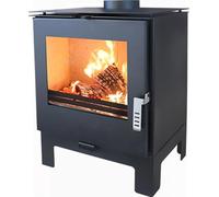 Verso Rheia L - Poêle à bois 5 kW - 80,2 % d'efficacité élevée - Plaque supérieure compacte en acier (pas de fonte) - Petit poêle pour 70-100 m³ - Eco Low Emissions - Émission de fumée de 150 mm