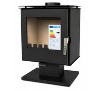 Verso Rheia P Poêle à bois 5 kW, 80,2 % d'efficacité, plaque supérieure compacte en acier, petit poêle moderne pour 70-100 m³, émissions écologiques, évacuation de fumée de 150 mm