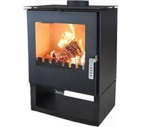 Verso Rheia - Poêle à bois 5 kW - 80,2 % d'efficacité élevée - Plaque supérieure compacte en acier (pas de fonte) - Petit poêle à bois pour 70-100 m³ - Eco Low Emissions - Émission de fumée de 150 mm