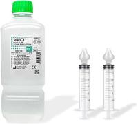 VERSOL Serum Physiologique Pack Bouteille 1 Litre Avec Ses 2 Seringues Nasales Réutilisables. 1L Lavage Nasale, Hygiène Quotidienne pour Nez Sec ou Irrité, Allergie et Rhume