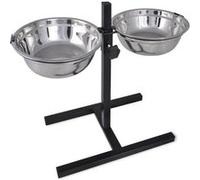 Verstelbare dubbele honden / katten voederbak (2 x 4,1L RVS bakken)170093 Argent G