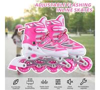 Verstellbare Rollschuhe für Kinder, Größen 28-41, mit leuchtenden n, atmungsaktive Inline-Skates für Jungen und Mädchen, Jugendliche, Anfänger, für den Außenbereich (Blau)