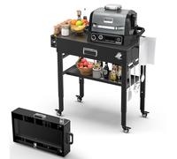 verstellbarer Ständer für Ninja Woodfire OG700-Serie, 71,1 cm und 86,4 cm Upgrade Außenofen- und Grillständer, robuster Outdoor-Kochtisch und Pizzaofenständer, Schwarz