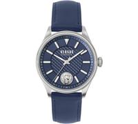 Versus Versace - Montre en Cuir Colonne Cadran Bleu - Homme - Accessoires - Gris - Taille: ONE Size