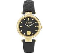 Versus VSPHK0220 Montre analogique à Quartz pour Femme avec Bracelet en Cuir, Noir, Mode