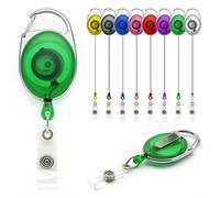 Vert 10pcs Porte Badge Enrouleur Par LanyardsTomorrow Porte-clés rétractables, porte-badge mousqueton robuste, bobine de badge d'identification Rétractable