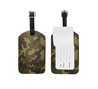 Vert Armée Etiquettes à Bagages de Valises Etiquette Nom Adresse ID en Cuir Tags pour Le Voyage(2pcs)