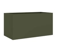 Vert Bac à fleurs&cache-pots - BKM - Jardinière vert olive 62x30x29 cm acier_0777204