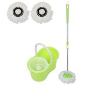 Vert Balai serpillère de nettoyage, Willonin® 2 Tête de rechange et Seau Essoreur, Balai en microfibres avec manche télescopique