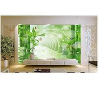 Vert Bambou Papillons Espace Extension Papier Peint 3D Installation Facile Intissé Tapisserie Bureau Salon Canapé Chambre Décoration Murale-150cm×105cm