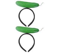 Vert Bandeau Concombre en Peluche 2 Pièces, Coiffe Cosplay, Spa | Design Réaliste et Style Cartoon, Toucher Doux, Port Confortable Longue Durée, pour Soins du Visage