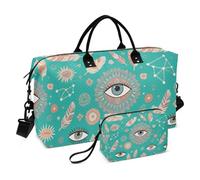 Vert Bohemian Dreamcatcher Plume Décoratif Épaule Weekender Sac de Nuit Sport Gym Sac avec Trousse de Toilette pour Yoga Grande Capacité Bolso de Para Mujer
