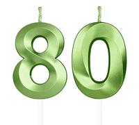 Vert bougies d'anniversaire en forme de chiffre 80, 3D bougies Vert décoration de gâteau,décoration de gâteau pour fête d'anniversaire, mariage,bougie d'anniversaire pour gâteau