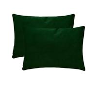 Vert bouteille Luxe Housse de coussin lombaire 35 x 65 cm | Paquet de 2 Moderne Velours Housse de coussin Solide | Plaine Taies d'oreiller pour canapé, sofa et lit - Bottle Green Velvet Dream