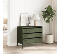 Vert Buffet de rangement - SOLOMOON - Commode salon - vert olive 68x39x58,5 cm - acier laminé à froid FR7203