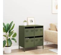 Vert Buffet de rangement - SOLOMOON - Commode salon - vert olive 68x39x73,5 cm - acier laminé à froid FR7185