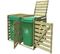 Vert CACHE CONTENEUR - ZENCORE® Abri pour poubelle double 240 L Bois imprégné Top380673151