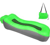 (vert) Chaise longue gonflable, lit de plage ultraléger, portable, ergonomique, canapé pneumatique, canapé, étanche, anti-fuite, pour l'intérieur et l'extérieur, la randonnée, le camping, les voyages