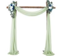 (Vert clair) Rideau de décoration d'arc de mariage avec 2 guirlandes de fleurs artificielles