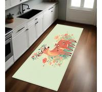 Vert Clair Tapis de Cuisine 60 x 180 cm Cerf Sika de Dessin animé Antidérapant Lavable Absorbant Devant Évier Tapis Long pour Couloir, Entrée, Salle de Bain