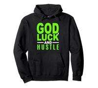 Vert Color God, Luck and Hustle Green Graphic Sweat à Capuche