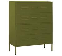 Vert Commode salon/BUFEET - CLARENCE - Avec rangement - Vert olive 80x35x101,5 cm - Acier LV713