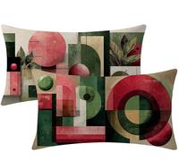 vert Coussin Canape 80x60CM Housses de Coussin géométrie Velours Housse Oreiller Lot de 2 Rectangle Taie Oreiller avec Fermeture Éclair Cachée Désign pour Chambre Maison Halloween Decoration W1-849