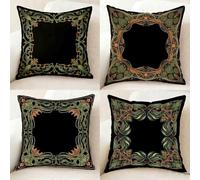 Vert Coussin Canape Lot de 4, Imperméable Housse Coussin ModèLe Taie Oreiller 75 X 75 cm, Carré Lin taie d'oreiller avec Fermeture Eclair Caché pour Decoration Jardin Exterieur, Cadeau -bby25011UB