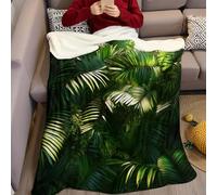 Vert Couverture Polaire 70 x 100 cm Feuilles de Palmier forestier 3D Imprimée Plaid Polaire Sherpa Couverture en Flanelle Super Douce et Chaude pour Enfant Adulte Canapé et Lit