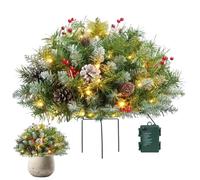 Vert de Noël éclairé - Branches de remplissage de vacances artificielles, tiges d'aiguilles de pin | Remplissage de Noël artificiel éclairé, contes de fées exploités par batterie feuillage illuminé