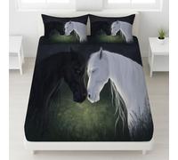 Vert Doux Respirant Drap Housse Chevaux Nuit Herbe Imprimé Drap Housse Fantaisie Hyperréaliste Lavable Romantique Rêve Chaleureux Ajustable Drap de lit 90 x 190 x 30 pour Adultes