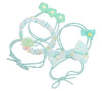 Vert Élastiques à Cheveux Nœud Fleur 5 Pièces pour Filles | Tissu, Résine et Plastique, pour Queue de Cheval , au Poignet, École et Portraits