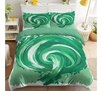 Vert émeraude Housse de Couette 200 x 200 cm, Linge de Lit Abstrait pour Chambre d’ado garçon, Parure de Lit avec tourbillons Formes de tornade Coups de Pinceau, Art Moderne Vivant, Microfibre Lisse