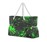 Vert fluo rencontre le sable noir pour femme avec poches latérales, grands sacs fourre-tout avec porte-gobelets sur le côté