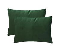 Vert foncé Luxe Housse de coussin lombaire 30 x 60 cm | Paquet de 2 Moderne Velours Housse de coussin Solide | Plaine Taies d'oreiller pour canapé, sofa et lit - Dark Green Velvet Dream