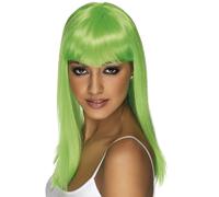 Vert Glamour Perruque Femmes Deluxe Droit Franges Citron Déguisement Accessoire